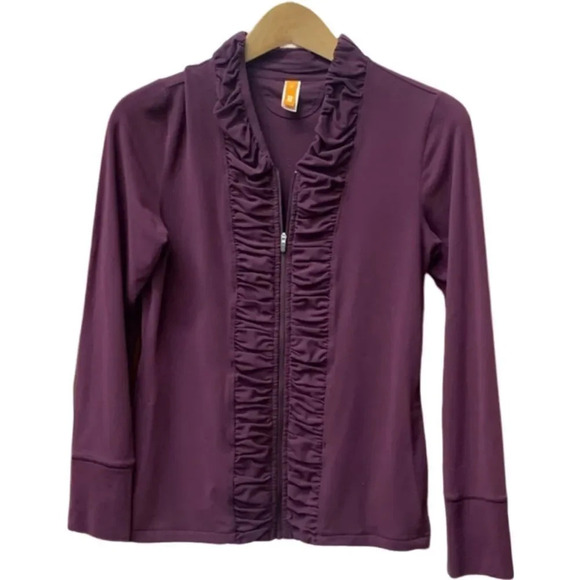 Like New EUC Lucy Ruffled Zip Jogging Jacket Eggplant/Burgundy XS - Picture 1 of 7